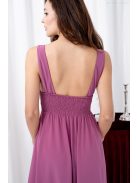 Mira – V-kivágású, gumis hátú muszlin maxi ruha rose színben