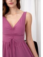 Mira – V-kivágású, gumis hátú muszlin maxi ruha rose színben