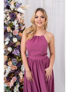   Odett - rose színű muszlin maxi ruha elől-hátul zárt ujjatlan felsőrésszel