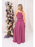 Odett - rose színű muszlin maxi ruha elől-hátul zárt ujjatlan felsőrésszel