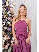 Odett - rose színű muszlin maxi ruha elől-hátul zárt ujjatlan felsőrésszel