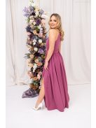 Odett - rose színű muszlin maxi ruha elől-hátul zárt ujjatlan felsőrésszel