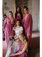 Scarlett - különleges muszlin maxi ruha keresztezett hátrésszel rose színben