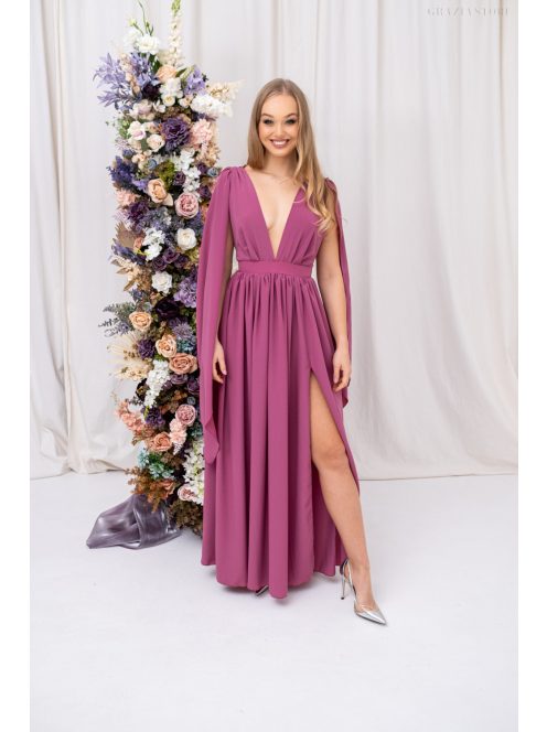 Scarlett - különleges muszlin maxi ruha keresztezett hátrésszel rose színben