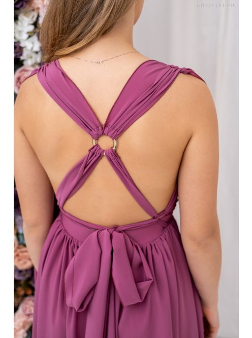 Scarlett - különleges muszlin maxi ruha keresztezett hátrésszel rose színben