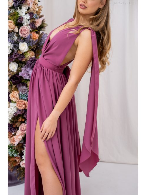 Scarlett - különleges muszlin maxi ruha keresztezett hátrésszel rose színben