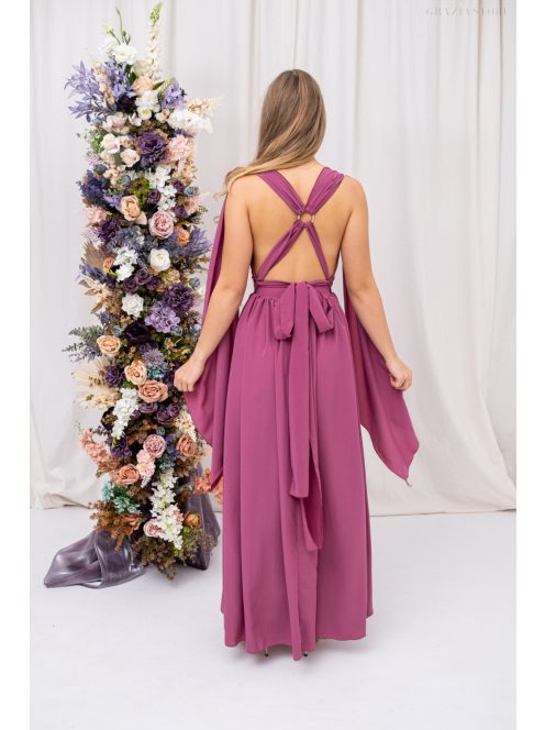 Scarlett - különleges muszlin maxi ruha keresztezett hátrésszel rose színben