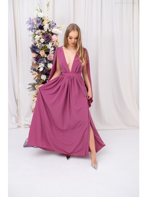 Scarlett - különleges muszlin maxi ruha keresztezett hátrésszel rose színben