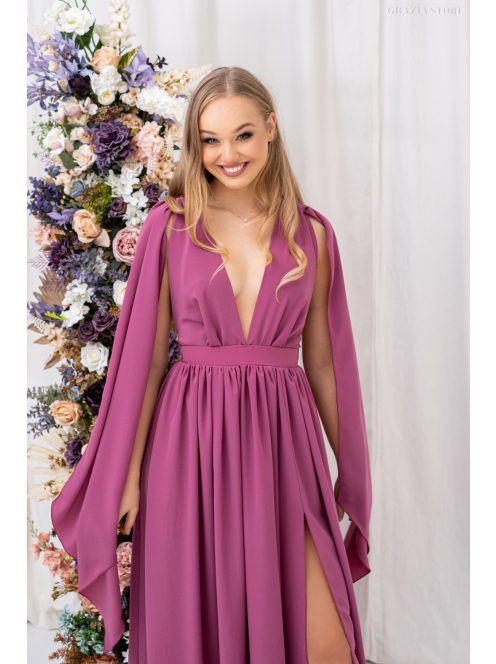 Scarlett - különleges muszlin maxi ruha keresztezett hátrésszel rose színben