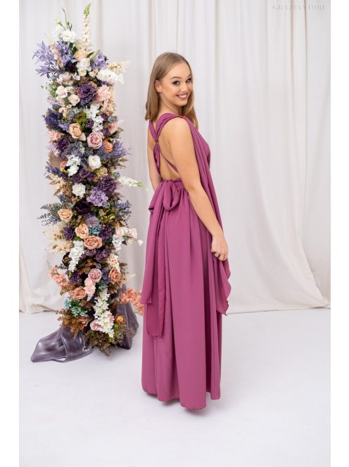 Scarlett különleges muszlin maxi ruha keresztezett hátrésszel rose színben