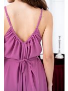 Vanda – derékban megkötős muszlin maxi ruha állítható pántokkal rose színben