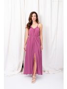 Vanda – derékban megkötős muszlin maxi ruha állítható pántokkal rose színben