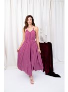 Vanda – derékban megkötős muszlin maxi ruha állítható pántokkal rose színben