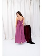 Vanda – derékban megkötős muszlin maxi ruha állítható pántokkal rose színben