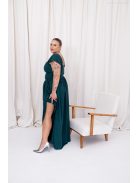 Rebeka - húzott maxi szoknya, sötétzöld színű, muszlin anyagból.