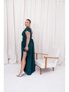   Rebeka - húzott maxi szoknya, sötétzöld színű, muszlin anyagból