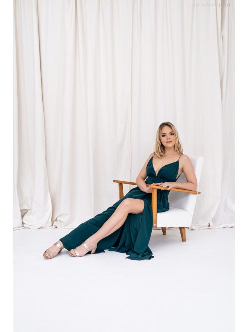 Zelma – spagetti pántos, mély dekoltázsú muszlin maxi ruha.