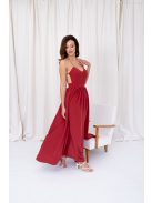 Dalma – hátnélküli muszlin maxi ruha tégla színben.