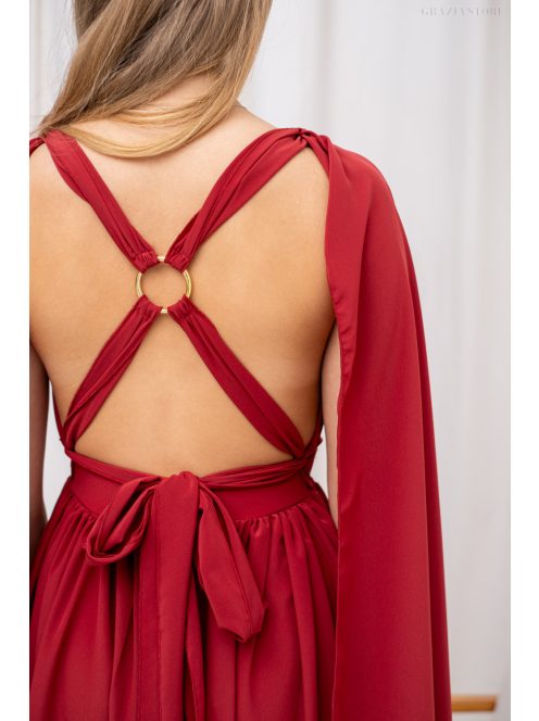 Scarlett - különleges muszlin maxi ruha keresztezett hátrésszel tégla színben