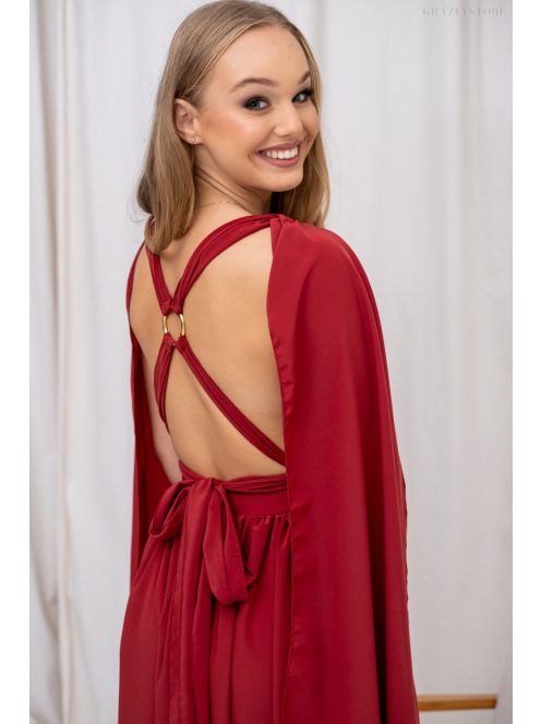 Scarlett - különleges muszlin maxi ruha keresztezett hátrésszel tégla színben