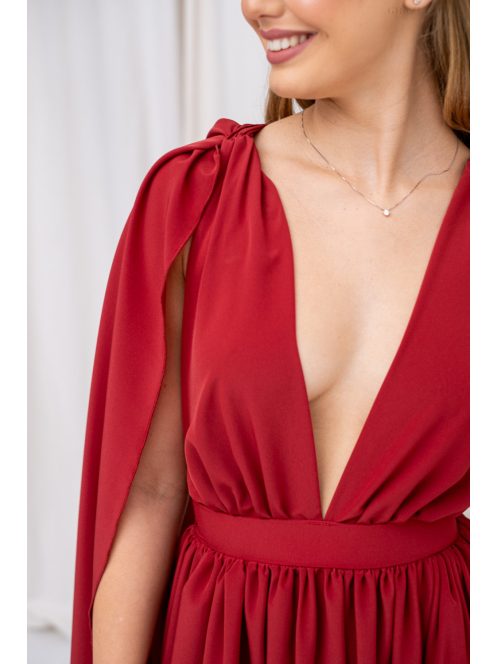 Scarlett - különleges muszlin maxi ruha keresztezett hátrésszel tégla színben.