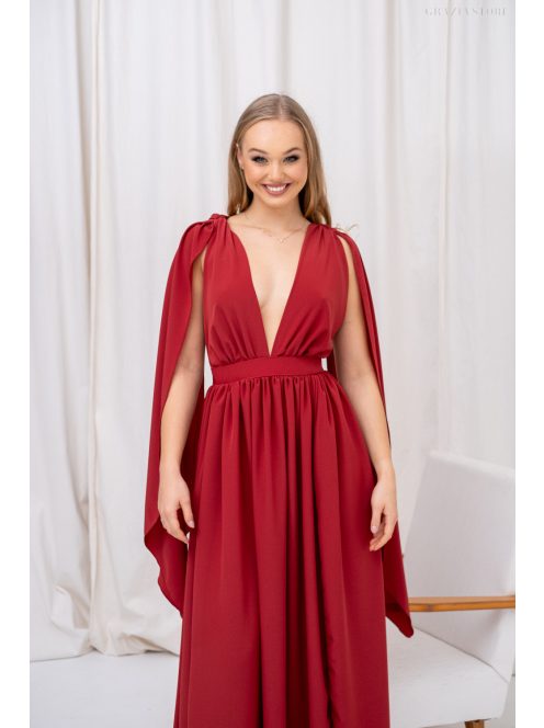 Scarlett - különleges muszlin maxi ruha keresztezett hátrésszel tégla színben.