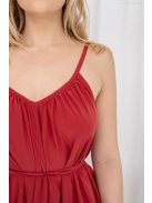 Vanda – derékban megkötős muszlin maxi ruha állítható pántokkal tégla színben