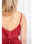 Vanda – derékban megkötős muszlin maxi ruha állítható pántokkal tégla színben