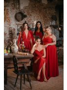 Vanda – derékban megkötős muszlin maxi ruha állítható pántokkal tégla színben