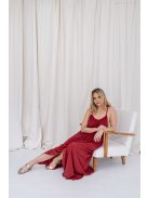 Vanda – derékban megkötős muszlin maxi ruha állítható pántokkal tégla színben