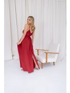 Vanda – derékban megkötős muszlin maxi ruha állítható pántokkal tégla színben