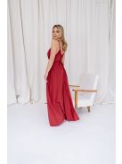 Vanda – derékban megkötős muszlin maxi ruha állítható pántokkal tégla színben