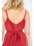 Vanda – derékban megkötős muszlin maxi ruha állítható pántokkal tégla színben