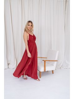   Vanda – derékban megkötős muszlin maxi ruha állítható pántokkal tégla színben