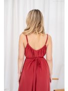 Vanda – derékban megkötős muszlin maxi ruha állítható pántokkal tégla színben