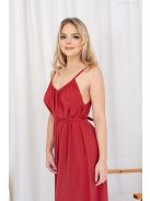 Vanda – derékban megkötős muszlin maxi ruha állítható pántokkal tégla színben