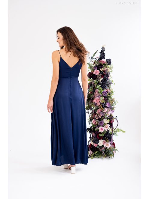 Zelma – spagetti pántos, mély dekoltázsú light szatén maxi ruha.