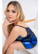 Vanda mini – bő szabású flittetes mini ruha állítható pántokkal kék-zöld színben