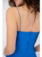 Zita – kék színű maxi különleges hátmegoldással fényes pliszírozott anyagból