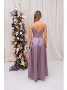 Zenina – V-kivágású szatén maxi ruha spagetti pántokkal mályva színben 