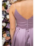 Zenina – V-kivágású szatén maxi ruha spagetti pántokkal mályva színben 