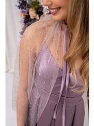 Pandóra – strasszköves tüll palást mályva színben.