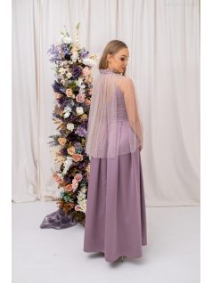 Pandóra – strasszköves tüll palást mályva színben