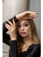 Miranda - hosszú ujjú maxi ruha fekete pliszírozott anyagból