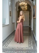 Dália – tégla színű maxi furfangos hátrésszel szatén anyagból