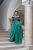 Inez – ráncolt felsőrészű, romantikus zöldszínű szatén maxi ruha csillogós tüllel