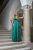 Zenina – V-kivágású szatén maxi ruha spagetti pántokkal zöld színben 