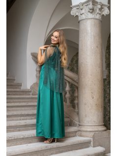 Pandóra – strasszköves tüll palást zöld színben