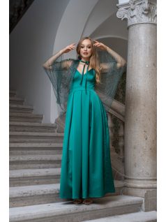 Pandóra – strasszköves tüll palást zöld színben