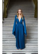 Scarlett - különleges, petrol maxi ruha keresztezett hátrésszel.